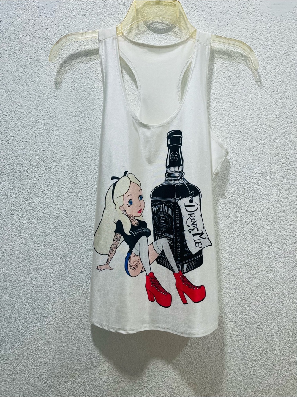 Disney Adult Alice in Wonderland White Racerback Tank Top